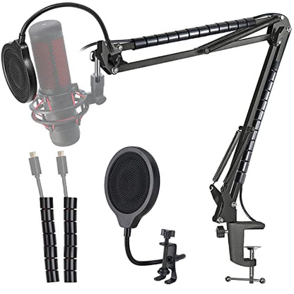 Hyperx Quadcast Mic Stand - Scissor Mic Boom Arm and 2 Cable Ties to Organize Cables Compatible with Hyperx Quadcast S to Improve Sound Quality by YOUSHARES - color: Mic Stand