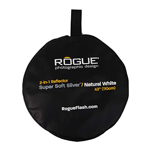 Rogue 2-in-1 Collapsible Reflector - Super Soft Silver / Natural White 43” | a softer more diffuse light than shiny silver reflectors - size: 43 inch
