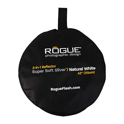 Rogue 2-in-1 Collapsible Reflector - Super Soft Silver / Natural White 43” | a softer more diffuse light than shiny silver reflectors - size: 43 inch
