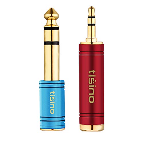 Tisino Stereo Headphone Adapte, 1/8 inch Female to 1/4 inch Male & 1/4 inch Female to 1/8 inch Male Aux Converter - Red & Blue, 2PCS - size: Red & Blue