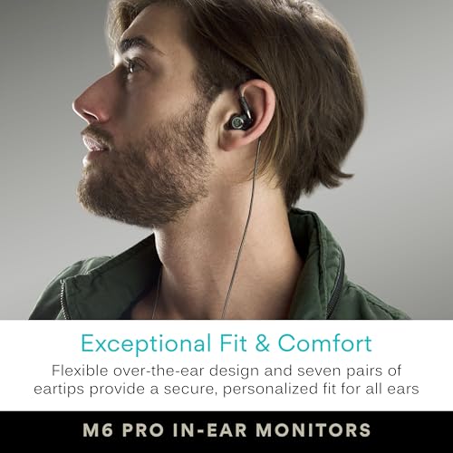 MEE audio M6 PRO Musicians' In-Ear Monitors Wired + Wireless Combo Pack: Includes IEMs, 2 Audio Cables and BT3 Hi-Res Bluetooth Audio Adapter w/aptX, LDAC, Auracast Support, & Built-In Headset (Black) - color: Black, style: IEMs + Bluetooth Adapter