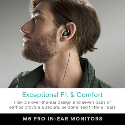 MEE audio M6 PRO Musicians' In-Ear Monitors Wired + Wireless Combo Pack: Includes IEMs, 2 Audio Cables and BT3 Hi-Res Bluetooth Audio Adapter w/aptX, LDAC, Auracast Support, & Built-In Headset (Black) - color: Black, style: IEMs + Bluetooth Adapter