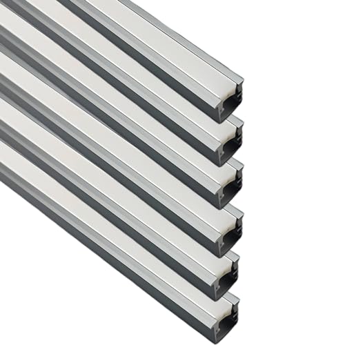 JARBIH 6PACK 1M Led Aluminum Profile, 10x10mm U Type Aluminum Channel Diffuser with Milky Silicone Cover, Kitchen Cabinet Closet Lamp LED Strip Shelf Light Channel Holder(Gray) - color: Gray, size: 6PACK