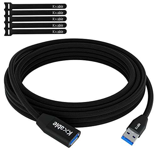 Kxable USB 3.0 Extension Cable 10 Feet, Type A Male to Female Extender Cord, Nylon Braided, 5Gbps Data Transfer, Compatible with Webcam, Camera, USB hub, Keyboard, Mouse, Flash Drive, Hard Drive - size: 10 Feet (Nylon Braided)