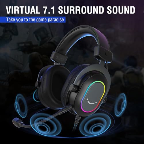 FIFINE Gaming USB Microphone with Headset Bundle for PS5, PC Condenser Mic with Quick Mute, RGB, Gain Control for Streaming, Wired Headphones with Microphone Set with EQ Mode, Soft Ear Pads (A6V+H6)