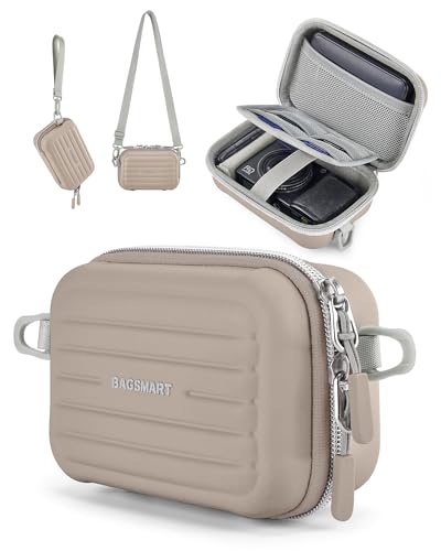 BAGSMART Digital Camera Case, Small Camera Bag with 2 Carrying Ways, Brown | Lightweight Camera Sling Bag for Canon Powershnot ELPH 180/190/Sony DSCW800/DSCW830, Waterproof & Protective - color: Brown