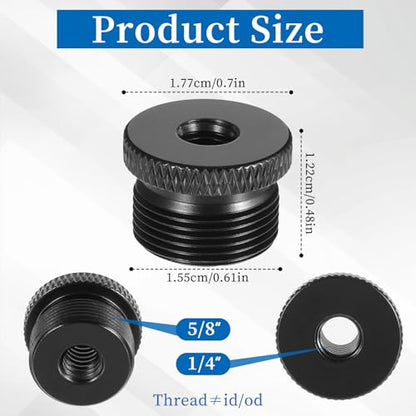 4 Pcs Mic Stand Adapter Microphone Stand Adapter 1/4 Female to 5/8 Male Screw Adapter Thread Tripod Screw Adapter for Microphone Stand Mount to Camera Tripod