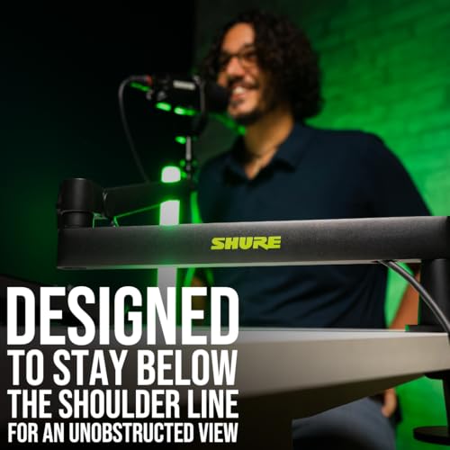 Shure by Gator Premium Low-Profile Desktop Mic Boom Stand; Fully Adjustable for Podcast, Streaming, and Home Office Setups (SH-BROADCAST2)