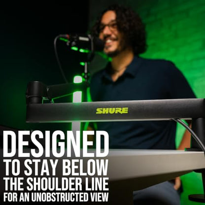 Shure by Gator Premium Low-Profile Desktop Mic Boom Stand; Fully Adjustable for Podcast, Streaming, and Home Office Setups (SH-BROADCAST2)