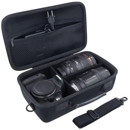 Camera Case Compatible with Canon EOS Rebel T7/T100/R50/R100/R5/R6 V//R6 Mark II DSLR Camera with 18-55mm Lens,Sony,Nikon DSLR Camera Protective Case with Shoulder Strap (Black Case) - color: Black Case