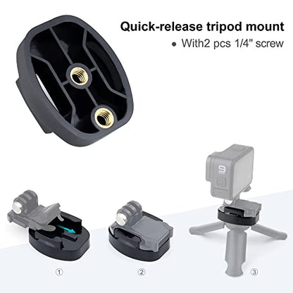 Quick Release Tripod Mount Adapter and Cold Shoe to Tripod Mount Convertor Accessories Kit for GoPro Hero 13 12 11 10 9 8 7 6 5 4 3 DJI OSMO SJCAM Xiaoyi and Most Action Cameras