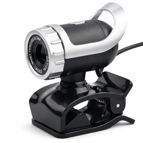 USB 2.0 0. Pixels Clipon Webcam,Clip on PC Camera,Plug and Play HD Web Camera with 360 Rotating Stand & Builtin Microphone for PC (Silver) - color: Silver