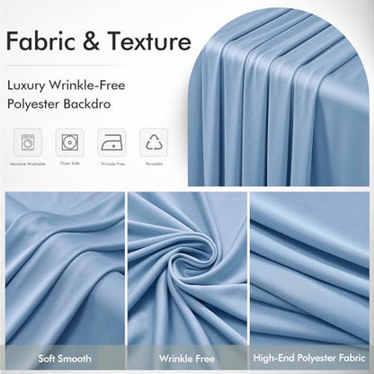 10ftx12ft Wrinkle Free Dusty Blue Backdrop Curtain, 2 Panels 12FT Height Wedding Backdrop Drapes, Silky Polyester Back Drop Cloth for Birthday Photography Background Party Backdrop Draping - color: Dusty Blue, size: (W)5ft x (H)12ft (2 Panel)