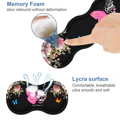 Ergonomic Keyboard Wrist Rest & Mouse Pad Wrist Rest Set, Butterfly Quote Bible Verse Philippians 4-13 Large XXL Gaming Desk Mat 31.5"x 11.8" with Non-Slip Base, Memory Foam for Home Office Study Game - color: Butterfly Quote Bible Verse Philippians 4-13