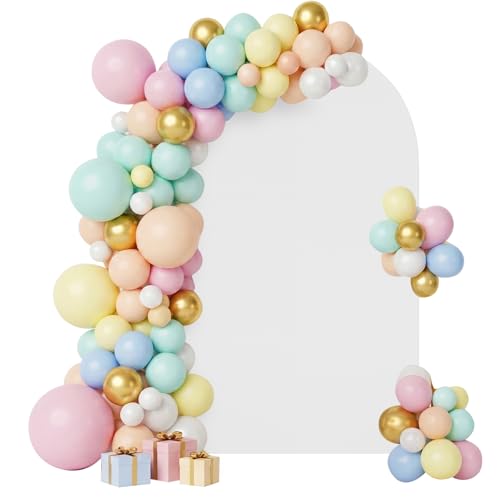 White Arch Backdrop Cover, 7.2x4ft Spandex Balloon Arch Cover for Backdrop Stand, Thick Wrinkle-Free Double-Sided Fabric Stretchy Background for Baby Shower, Wedding, Birthday, Event Party Decoration - size: 7.2FT