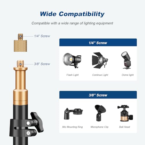 Godox Light Stand 210CM/83.9 in Extendable Photography Light Stand with 1/4” & 3/8” Universal Screw Reversible Portable Studio Lighting Tripod with Carry Bag Portable for Strobe Light Camera Softbox - size: 83.9in