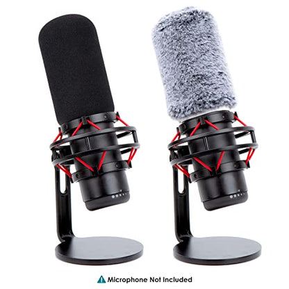 YOUSHARES Mic Cover Kit for HyperX QuadCast/QuadCast S – Foam & Furry Windscreen Set for Noise Reduction, Dust Protection, Studio & Streaming - color: Furry*1+Foam*1（compatible with HyperX QuadCast S）
