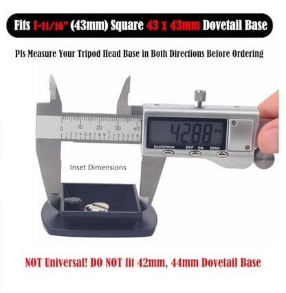 43mm x 43mm Tripod Quick Release Plate 1-11/16” QR Plate Replacement for Mactrem PT55, for Torjim 60", AX60, for Endurax 66" ETR66, for UBeesize 60” TR60, etc.