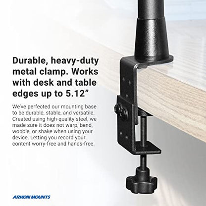 ARKON Mounts Overhead Camera Mount | Includes Ceiling Mount Bracket, Phone Holder, Tablet Holder, & Camera Mount | 360° Adjustable | Durable & Super Stable Metal Mounting Base DSLRTABMG5