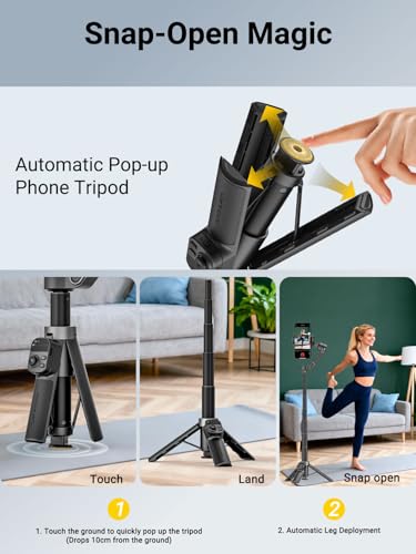 AOCHUAN Smart X3 360° Pan Rotation Gimbal Stabilizer for iPhone, Magnetic Remote Control, 3-Axis Stabilizer w/Built-in Extension Rod & One-Touch Open Tripod, Foldable Phone Gimbal for Vlogging, Travel - size: X3