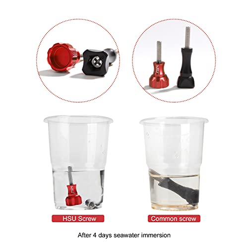 HSU Aluminum Thumbscrew Set + Wrench for Gopro Hero 13, 12, 11, 10, 9, 8, 7, 6, 5, 4, 3, AKASO Campark and Other Action Cameras (3pcs, Red) - color: Thumbscrew Set + Wrench(Red)