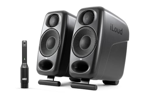 IK Multimedia Premium Version iLoud Micro Monitor Pro Black (Pair) 100 Watt Portable & Powerful Reference Studio Monitor, Class D High-Efficiency Amplifier, Custom-Made Drivers for Music Mixing - color: Black, style: iLoud Micro Monitor Pro-Double