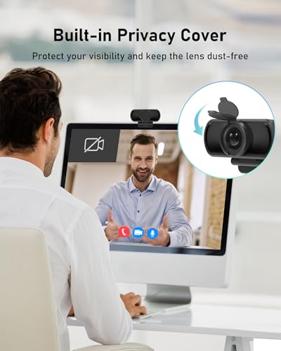 saylas 2.5K Webcam for PC with Microphone, Noise Cancellation, 110 FOV, USB Web Cam, Privacy Cover and Tripod, Plug&Play Computer Camera for Laptop, Desktop, Mac, Zoom, Skype - color: 2.5K/110°FOV