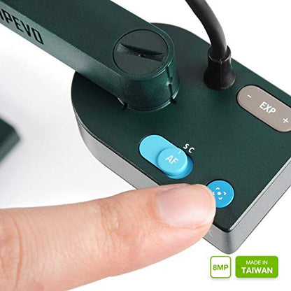 IPEVO V4K Ultra High Definition 8MP USB Document Camera — Mac OS, Windows, Chromebook Compatible for Live Demo, Web Conferencing, Distance Learning, Remote Teaching, Green - size: 8 Megapixel