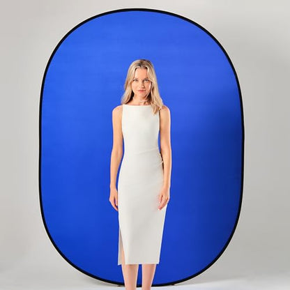 Kate Collapsible Pop-Up Backdrop for Self-Tape Auditions, Professional Headshots, Video Conferencing & Live Streaming - Portable Photography Background (5'x6.5' / 1.5x2m, Blue/Gray) - color: Blue/Gray