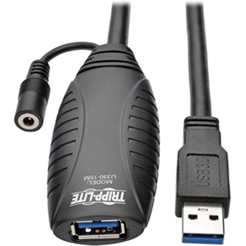 TRIPP LITE Eaton Long USB 3.0 Extension Cable, USB-A, 49ft / 15m, SuperSpeed Active Repeater Extender, Male-to-Female, 5 Gbps Data Transfer, 388mA Power, Plug-and-Play, 3-Year Warranty (U330-15M)