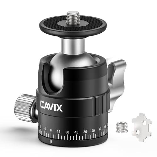 CAVIX 25mm Mini Ball Head 360° Panoramic Tripod Head Small Ball Head with 1/4" Quick Release Plate, for DSLR/Mirrorless Camera, Compatible with Tripods, Monopods and Sliders, Max Load 11lb/5kg - color: HB03A