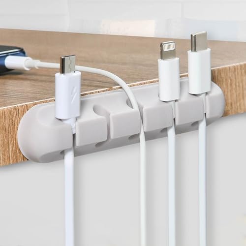 3 Pack Self-Adhesive Cable Management Clips - White Cord Organizers for Desktop, Nightstand & Office, Available in 3/5/7-Slot Sizes