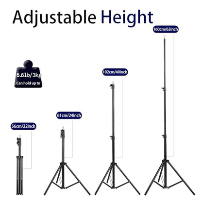 Professional Tripod Stand, Mini Projector Tripod,Adjustable Height Light Stand for Ring Light/Webcam/Mini Projector/Phone, Portable Light Duty Support (Black,22"-63")