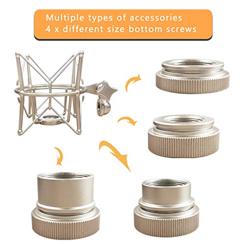 Microphone Shock Mount Mic Holder - Anti Vibration Spider Shockmount Compatible with Many Condenser Mics Like AT2020 MXL 770 MXL 990 Samson C01 Rode Procaster NT1-A Neumann U87 etc. - color: silver