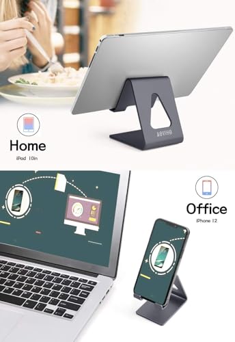 Aoviho Cell Phone Stand Desk Phone Holder - Aluminum Mobile Phone Cradle Dock for iPhone 15 14 13 12 pro 11 X Xs max 8 7 6 6s Plus SE 5 Samsung All Smart Phones, Dark Gray - color: Dark Gray