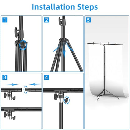 EMART 8.5 x 5ft Portable T-Shape Backdrop Stand Kit with Adjustable Frame, 4 Spring Clamps & Carry Bagfor Parties, Photography, Video, and Studio Background Support - size: 8.5ft x 5ft