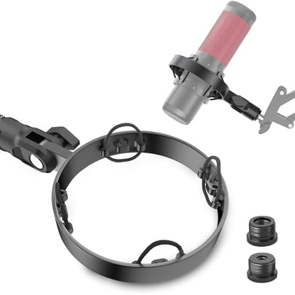 [2026 Upgrade] Microphone Shock Mount for HyperX QuadCast with 3/8" or 1/4" Screw Adapter, Works with HyperX QuadCast Microphone Stand & Boom Arm Durable Replacement Accessory for Mic - size: HyperX QuadCast Shock Mount