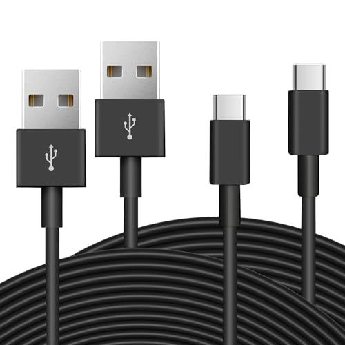 2 Pack 10ft/3M Long USB C Cable, Charging and Data Transfer, Durable USB A to USB C Power Charging Replacement Cord for Home Security Cameras, Phones, Switch Pro Controllers and More Devices-Black - color: Black, size: 10ft × 2