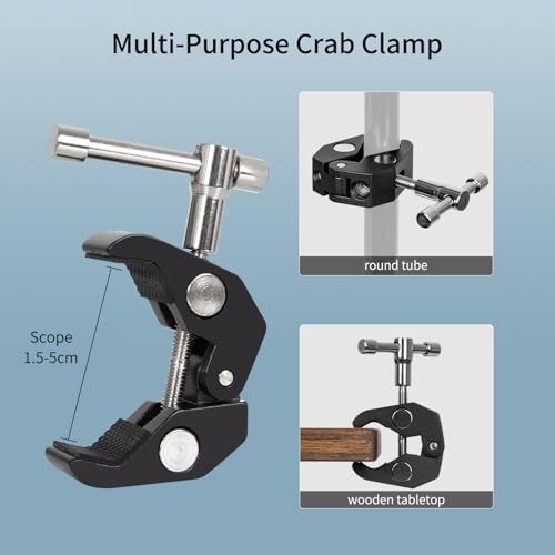 Magic Arm Camera Mount, 32" Aluminum Articulating Arm with Desk Clamp & Standard 1/4" Screw, Heavy Duty Overhead Phone Mount for Video Recording, Live Streaming, Vlogging - size: 32 Inch Arm + Clamp + Phone Clip