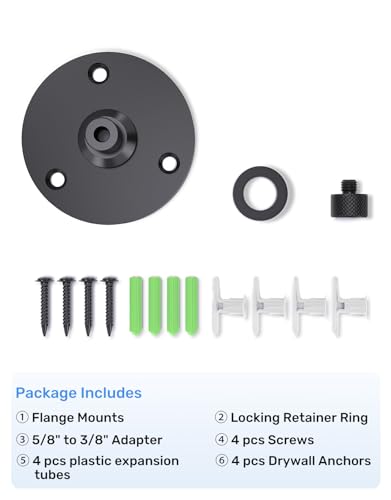 Mic Podium Flange Mounts with Pad, 5/8" Thread Microphone Gooseneck Table Stand, Sturdy Metal Wall Mountable Mic Flange Mount Bracket, Ideal for Podium Mic Stand and Various Settings, Black - size: 1 PC