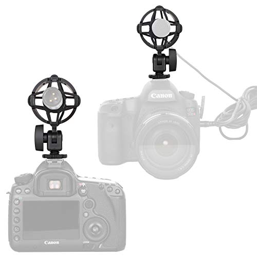 Easy Hood Microphone Shock Mount Holder with Cold Shoe,Camera Mic Mount | For Camera Shoes and Boompoles, Fits 19-25mm Diameter Shotgun Mics, Plastic Microphone Stand,Mic Arm Stands