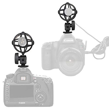 Easy Hood Microphone Shock Mount Holder with Cold Shoe,Camera Mic Mount | For Camera Shoes and Boompoles, Fits 19-25mm Diameter Shotgun Mics, Plastic Microphone Stand,Mic Arm Stands