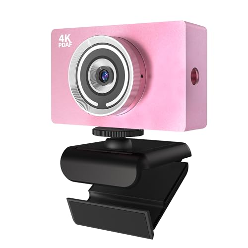 4K UHD Webcam with Microphone, Auto Focus Streaming Web Camera, Noise Canceling Mic, Auto Light Correction, USB Plug & Play Privacy Cover Webcam for PC Laptop Desktop Zoom Meeting Gaming - color: 4K-Rose Quartz