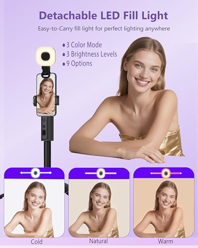 Auto Face Tracking Tripod 360 Rotation with Light, Phone Tripod Stand with Remote Follow Your Movement, for Android Phone Selfie Stick for Content Creators Vlog