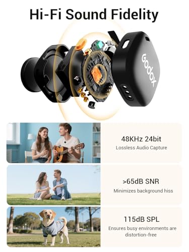 GODOX C01 KIT2 Wireless Microphone, 48kHz/24-bit Professional Lavalier Mic 60W Fast Charging Mini Microphones 7g Ultralight,54H,Noise Reduction,200M Low Latency (2TX+1RX+USB-C+Charging Case)