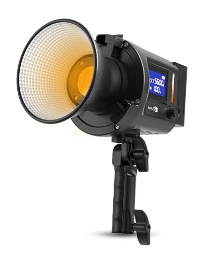 REFLEX CAMERA Professional 80W Handheld LED Photography Light – Portable Studio Video Light, Continuous Lighting for Photography, Handheld LED Spotlight. 3200-5600K 18000lux/1m CRI97 12 Effects + RGB