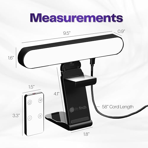 Life Finds Webcam Light for Streaming on Monitor or Laptop, Freestanding Video Conference Lighting, USB-C Connectivity, Remote Control Included, Black, LF-WL1