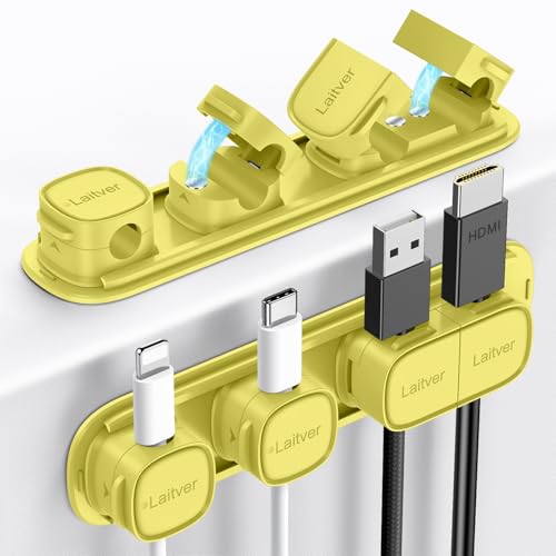6 Pack Magnetic Cable Clips [1s Open/Lock], Cord Organizer Holder | Strong Adhesive Desk Cable Management- Organize Charging Cords Neatly for Home, Office, Car,Desk, Nightstand-Emerald Green - color: Emerald Green
