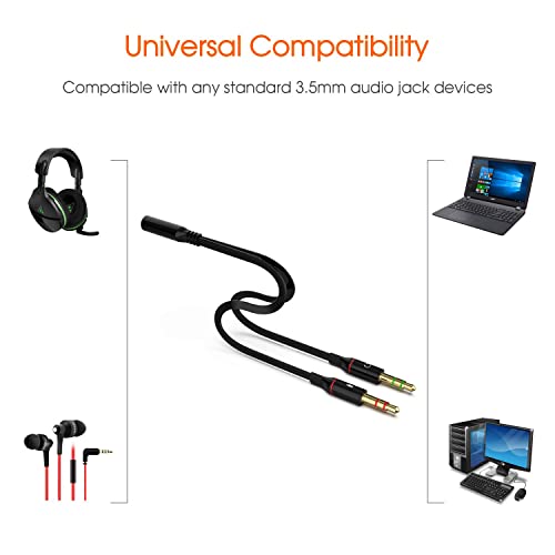 Maeline Headphone Splitter Adapter, 3.5mm Mic Cable for Computer, Headset 3.5mm Female to 2 Dual Male Microphone Audio Stereo Jack Earphones Port to Gaming Speaker PC - 100 Pack - size: 100 Pack