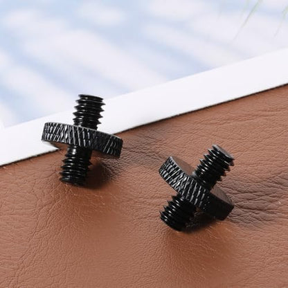 Skrfren 6 Pack 1/4" Male to 1/4" Male Threaded Tripod Screw Adapter, Double Head Standard Mounting Thread Converter, Aluminum Alloy Camera Cage Mount Adapter for Light Stand Shoulder Rig (Black)